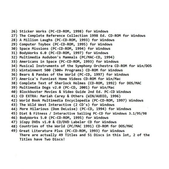 150 MISC CD-ROM LOT1,2&3 - PC Software Lot CLEARANCE -NEW or LIKE NEW in Sleeves - Picture 3 of 11